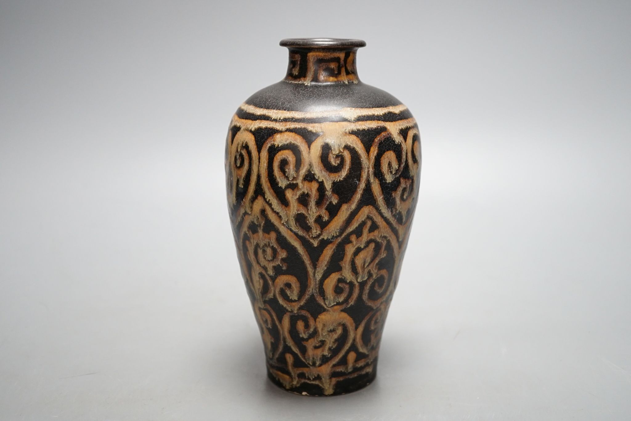 A Chinese black ground vase, 20cm